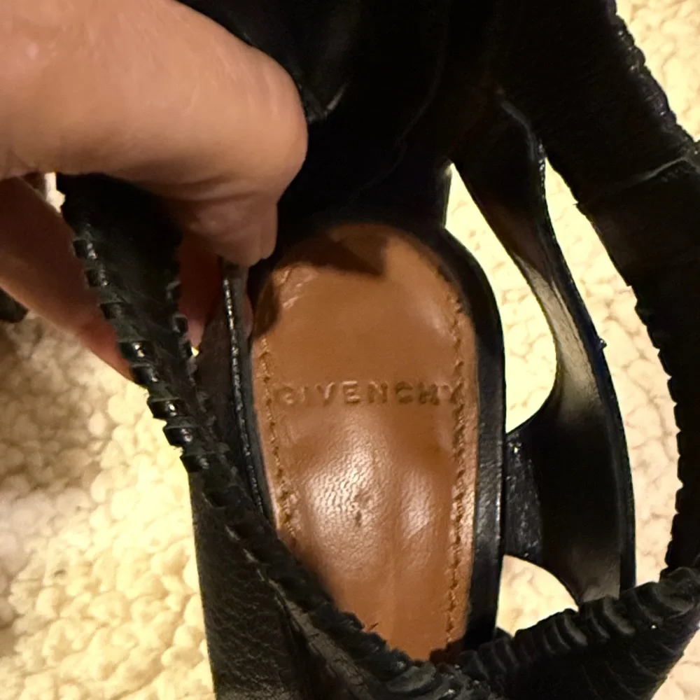 Givenchy Black Textured Strappy Heels - Picture 6 of 6